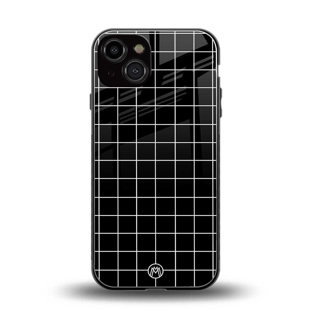 classic grid dark edition back phone cover | glass case for iphone 13