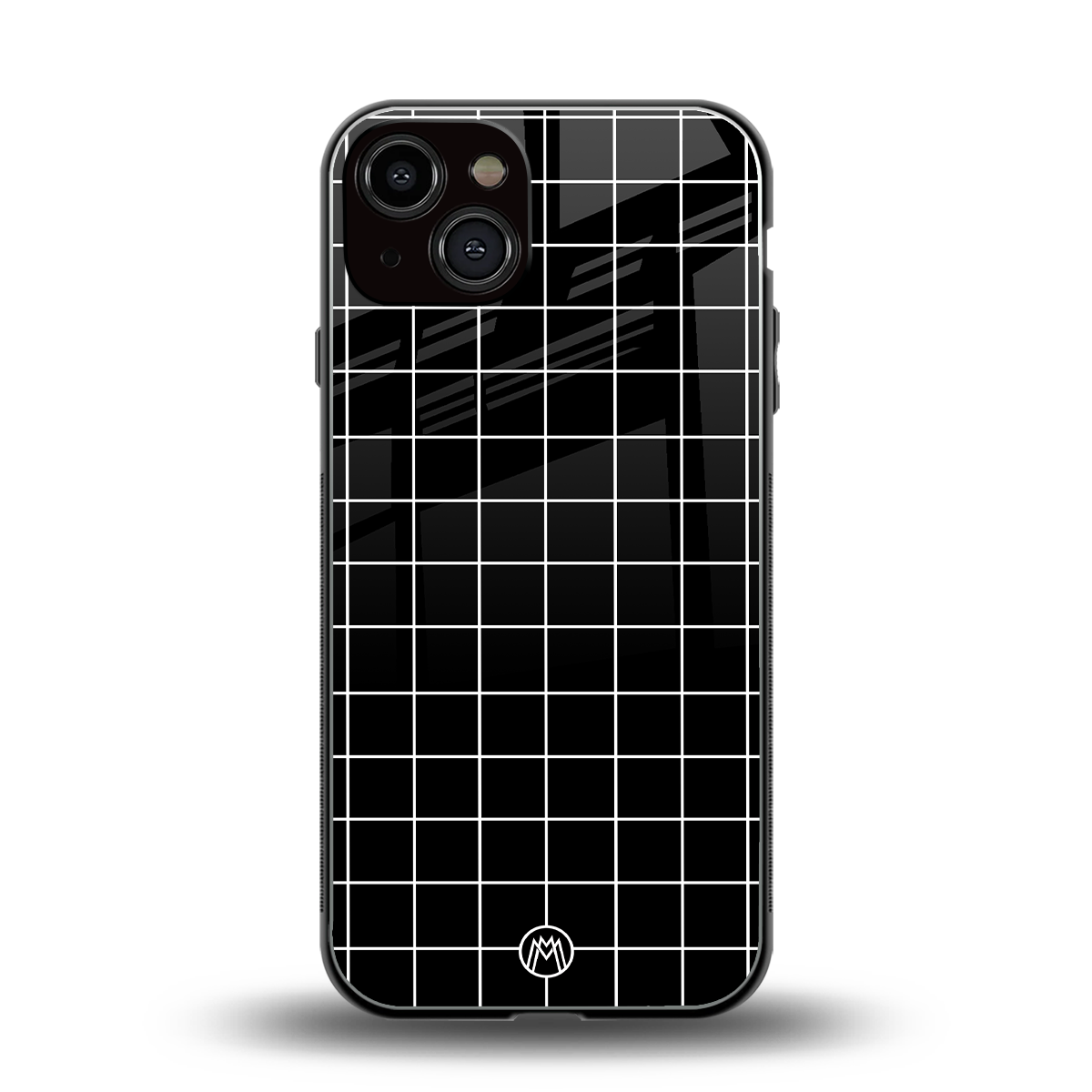 classic grid dark edition back phone cover | glass case for iphone 13