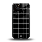 classic grid dark edition back phone cover | glass case for iphone 14 plus