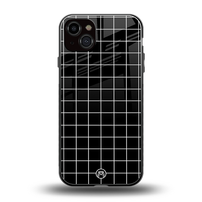 classic grid dark edition back phone cover | glass case for iphone 14 plus