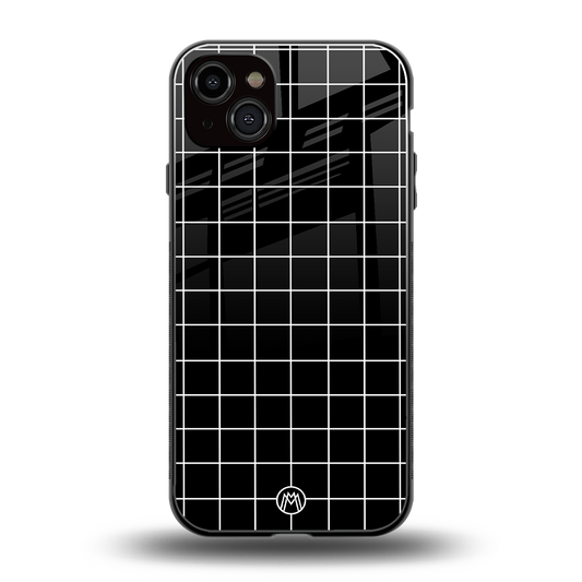 classic grid dark edition back phone cover | glass case for iphone 14 plus