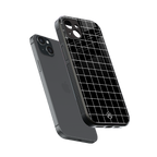 classic grid dark edition back phone cover | glass case for iphone 15 plus