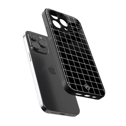 classic grid dark edition back phone cover | glass case for iphone 14 pro max