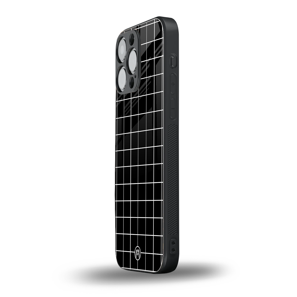 classic grid dark edition back phone cover | glass case for iphone 15 pro max