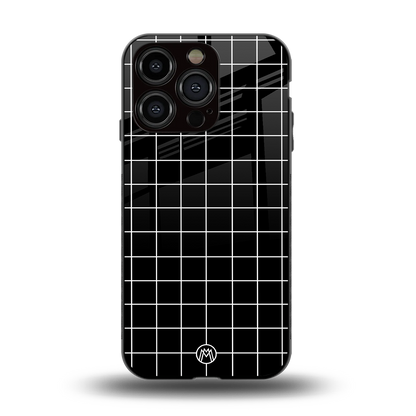 classic grid dark edition back phone cover | glass case for iphone 15 pro