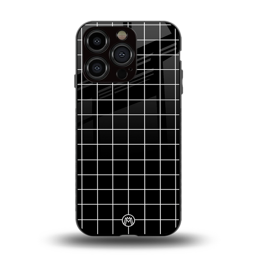 classic grid dark edition back phone cover | glass case for iphone 15 pro