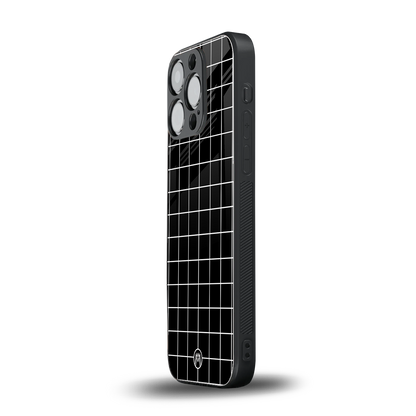 classic grid dark edition back phone cover | glass case for iphone 14 pro