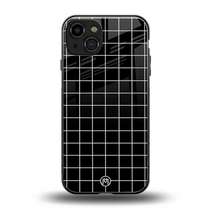 classic grid dark edition back phone cover | glass case for iphone 15