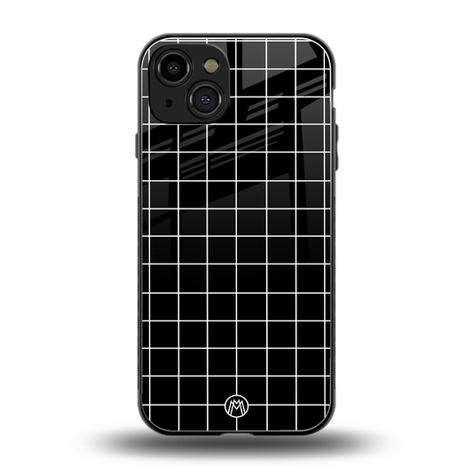 classic grid dark edition back phone cover | glass case for iphone 15