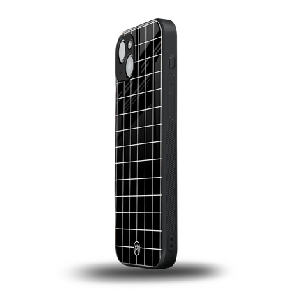 classic grid dark edition back phone cover | glass case for iphone 15