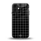 classic grid dark edition back phone cover | glass case for iphone 16 plus