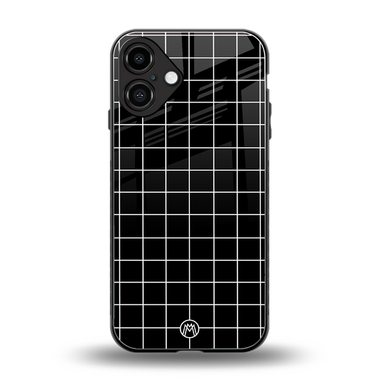 classic grid dark edition back phone cover | glass case for iphone 16 plus