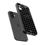 classic grid dark edition back phone cover | glass case for iphone 16 plus