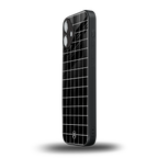 classic grid dark edition back phone cover | glass case for iphone 16 plus