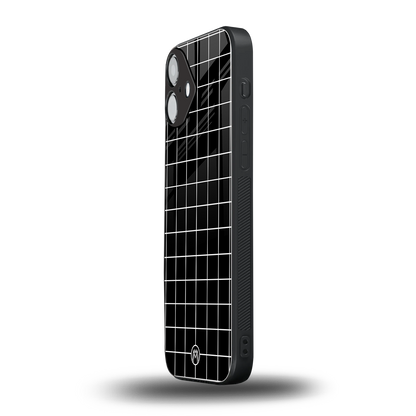 classic grid dark edition back phone cover | glass case for iphone 16 plus