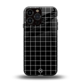 classic grid dark edition back phone cover | glass case for iphone 16 pro max