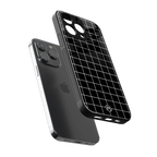 classic grid dark edition back phone cover | glass case for iphone 16 pro max