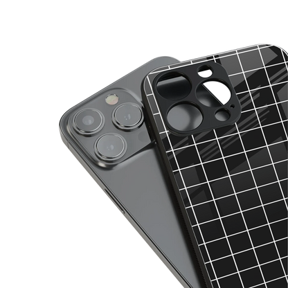 classic grid dark edition back phone cover | glass case for iphone 13 pro max