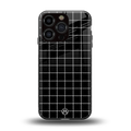 classic grid dark edition back phone cover | glass case for iphone 16 pro