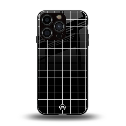 classic grid dark edition back phone cover | glass case for iphone 16 pro