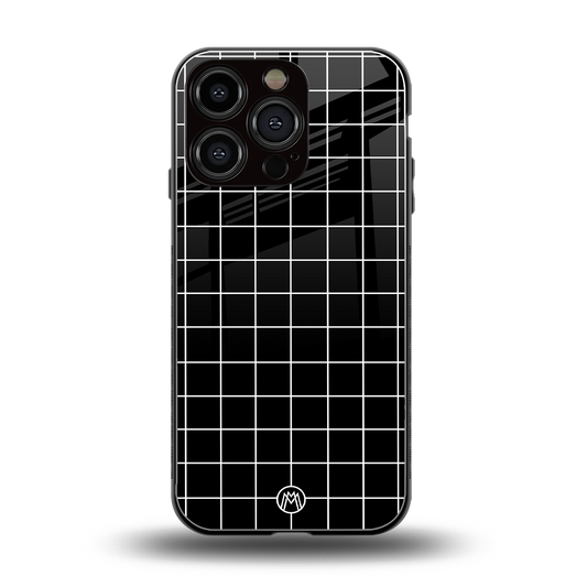 classic grid dark edition back phone cover | glass case for iphone 16 pro