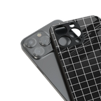 classic grid dark edition back phone cover | glass case for iphone 15