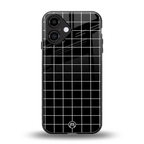 classic grid dark edition back phone cover | glass case for iphone 16