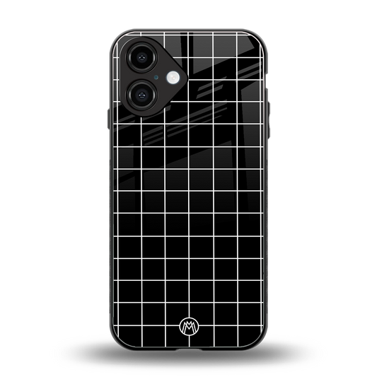 classic grid dark edition back phone cover | glass case for iphone 16