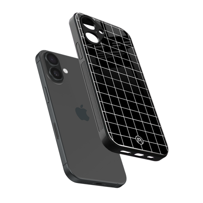 classic grid dark edition back phone cover | glass case for iphone 16