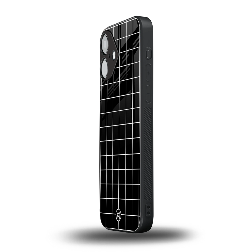 classic grid dark edition back phone cover | glass case for iphone 16