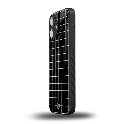 classic grid dark edition back phone cover | glass case for iphone 16