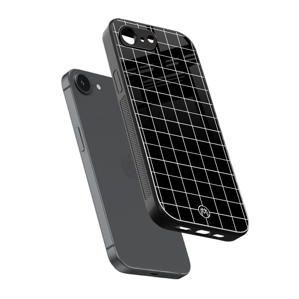 classic grid dark edition back phone cover | glass case for iphone 16e