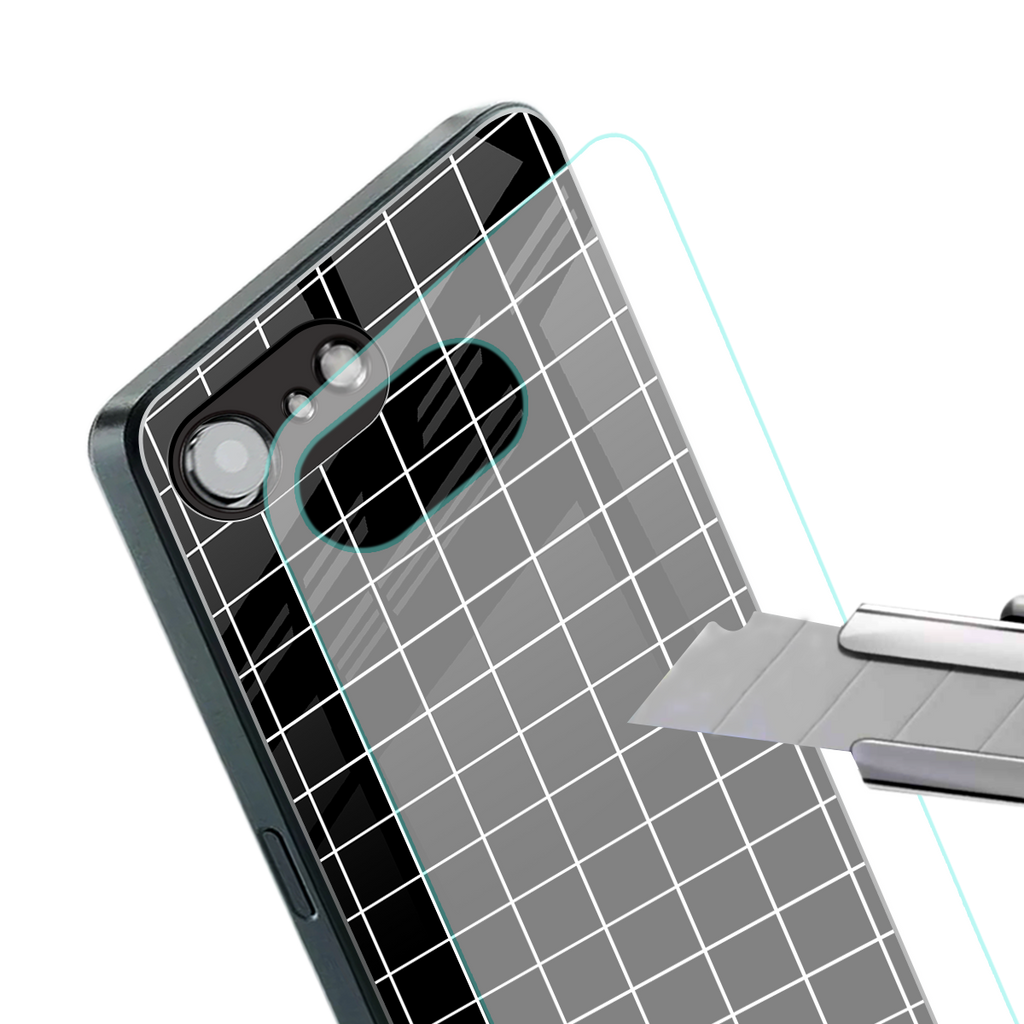 classic grid dark edition back phone cover | glass case for iphone 16e