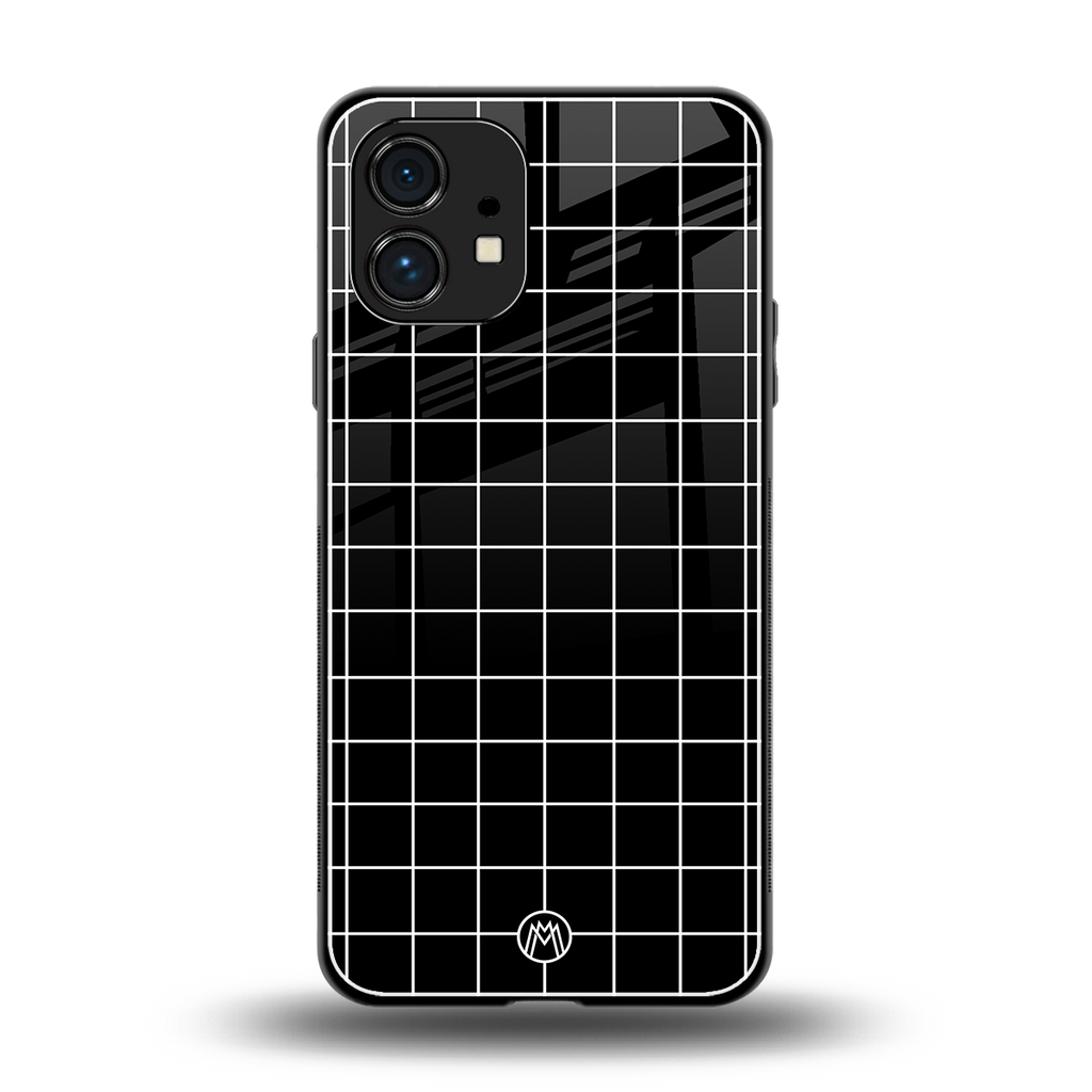 classic grid dark edition back phone cover | glass case for nothing phone 1