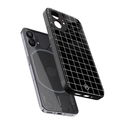 classic grid dark edition back phone cover | glass case for nothing phone 1