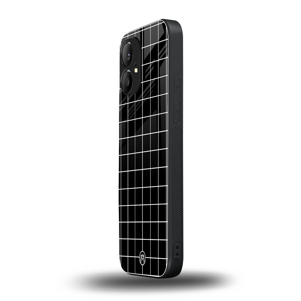 classic grid dark edition back phone cover | glass case for nothing phone 1