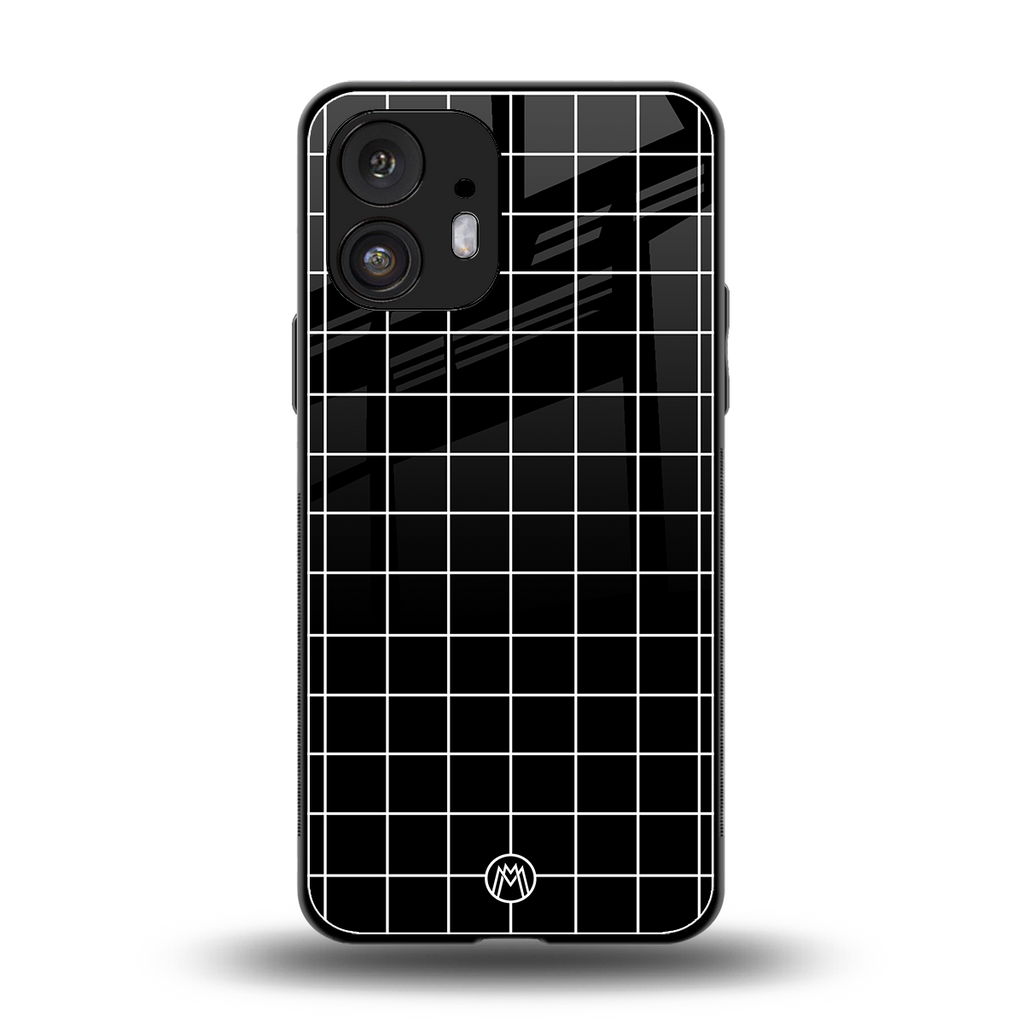 classic grid dark edition back phone cover | glass case for nothing phone 2