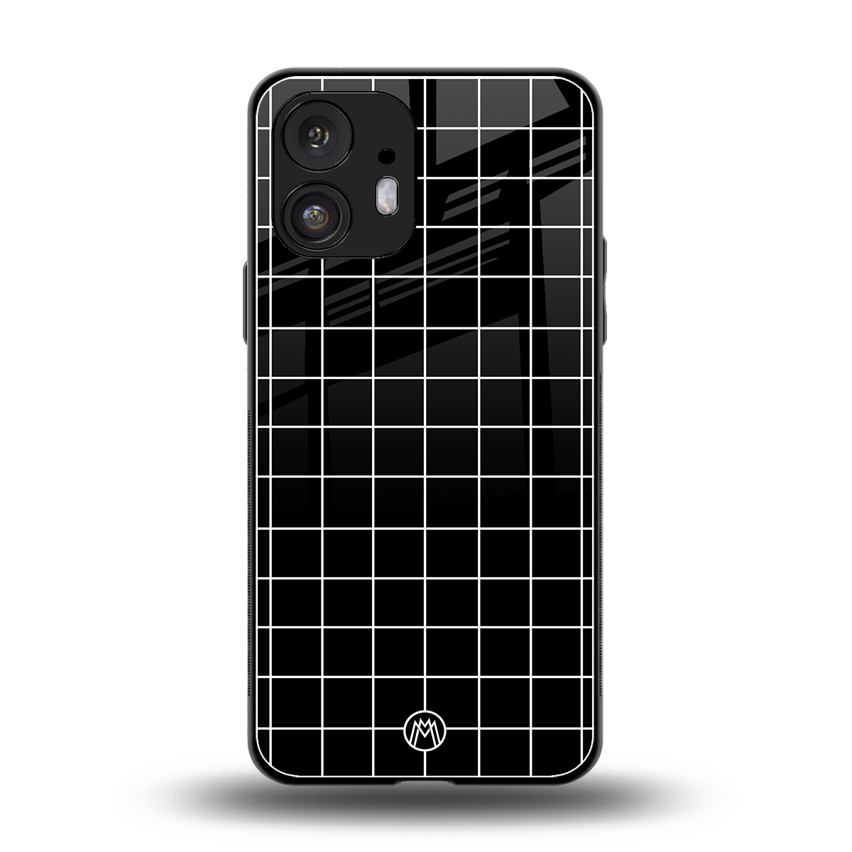 classic grid dark edition back phone cover | glass case for nothing phone 2