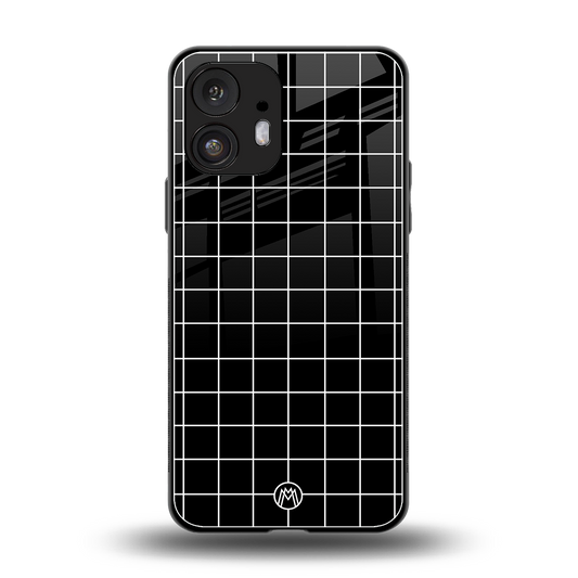 classic grid dark edition back phone cover | glass case for nothing phone 2