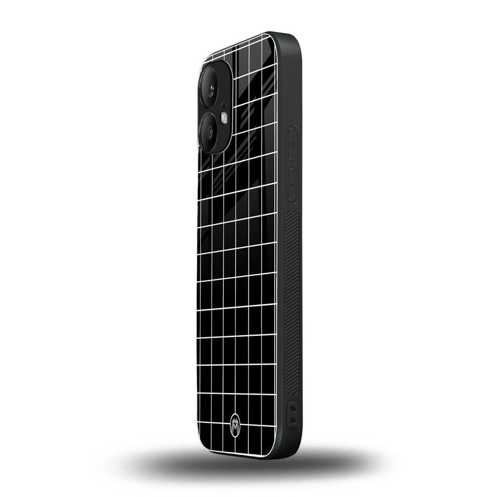 classic grid dark edition back phone cover | glass case for nothing phone 2