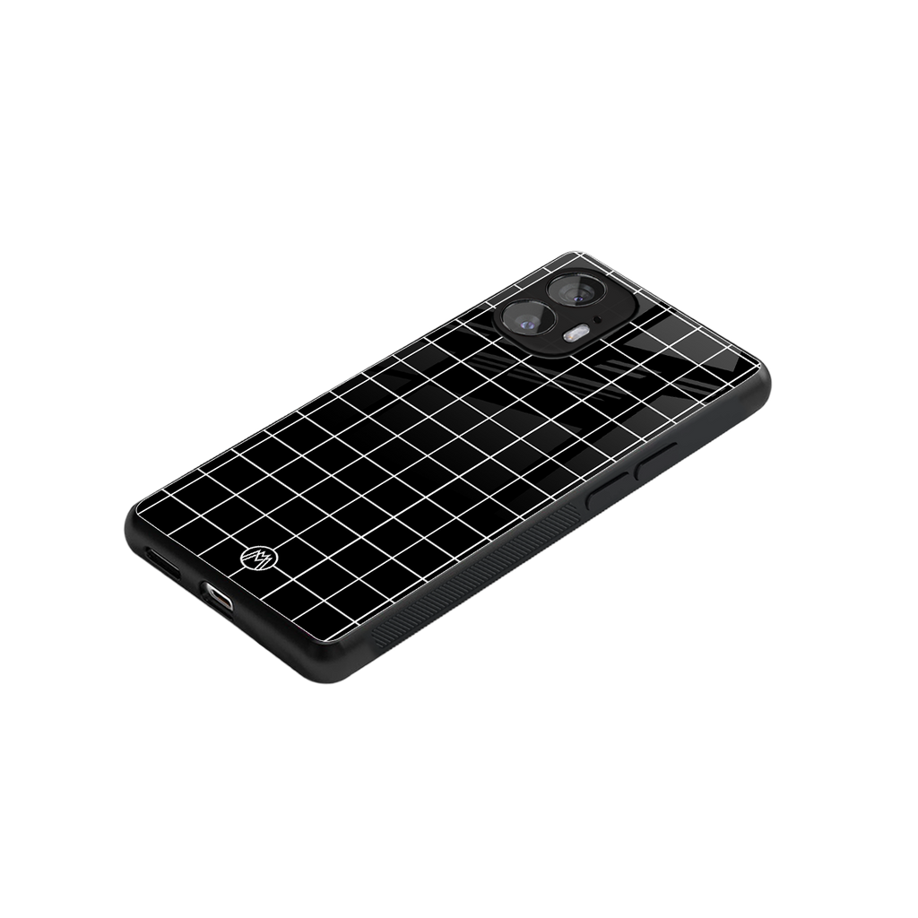 classic grid dark edition back phone cover | glass case for nothing phone 2