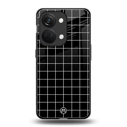classic grid dark edition back phone cover | glass case for oneplus nord 3