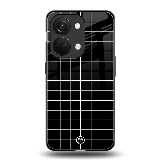 classic grid dark edition back phone cover | glass case for oneplus nord 3
