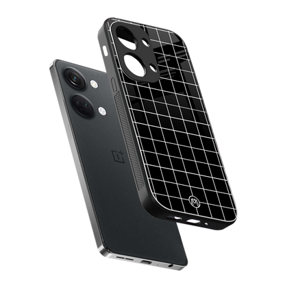 classic grid dark edition back phone cover | glass case for oneplus nord 3