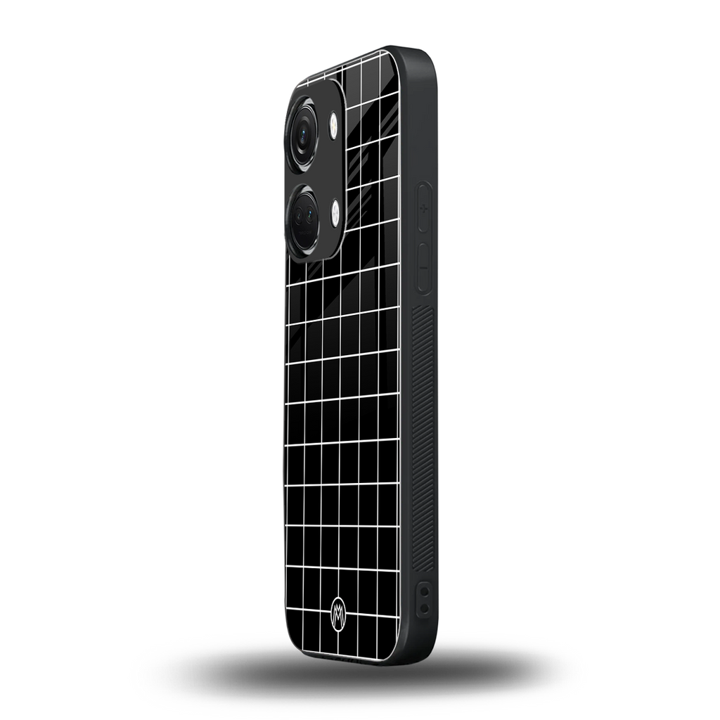 classic grid dark edition back phone cover | glass case for oneplus nord 3