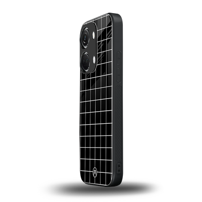 classic grid dark edition back phone cover | glass case for oneplus nord 3