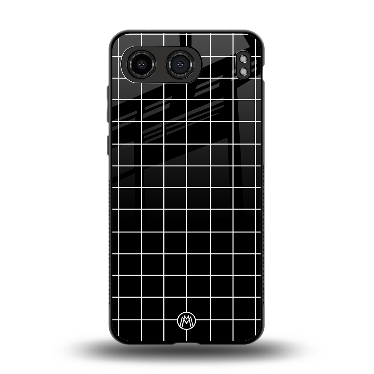 classic grid dark edition back phone cover | glass case for oneplus nord 4