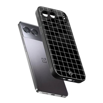 classic grid dark edition back phone cover | glass case for oneplus nord 4