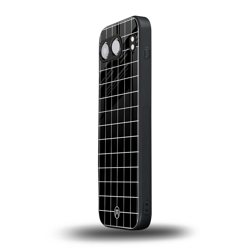 classic grid dark edition back phone cover | glass case for oneplus nord 4