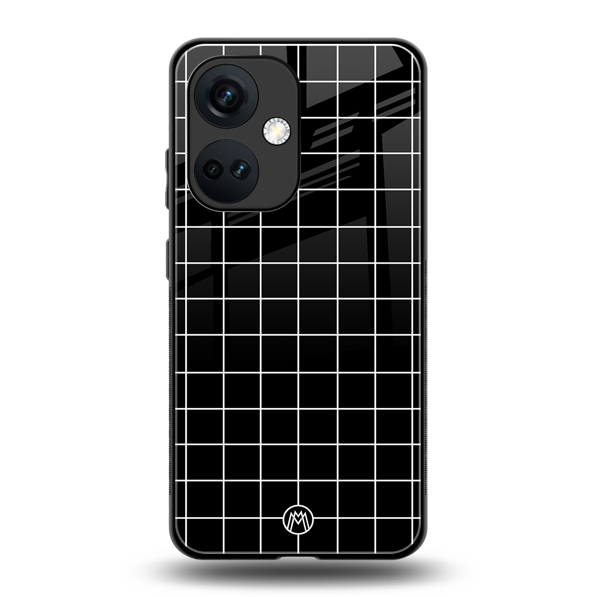 classic grid dark edition back phone cover | glass case for oneplus nord ce 3